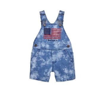 New NWT OshKosh B’Gosh Baby Shortalls Overalls Tie Dye Blue Denim 3T